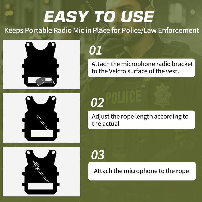 Ullnosoo Microphone Radio Holder, 2 Pcs Mic Clip for Police, Super Strong Stitches No Breaking, Law Enforcement Radio Microphone Holder for Vest Accessories - Image 3